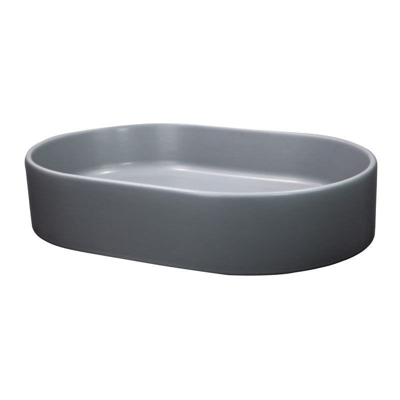 Nantucket Sinks RC5022C Matte Concrete oval vessel sink low three-quarter view of the wall