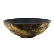 Nantucket Sinks RC7040GMS-MB Drake vessel sink elevated side view, gold leaf exterior and black rim