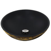 Nantucket Sinks RC7040GMS-MB Drake round fireclay vessel sink, matte black bowl with gold leaf exterior, three-quarter