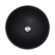 Nantucket Sinks RC7040GMS-MB Drake vessel sink from above showing the matte black interior and drain cap