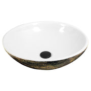 Nantucket Sinks RC7040GMS-W Drake vessel sink elevated front view of the white bowl and black drain cap