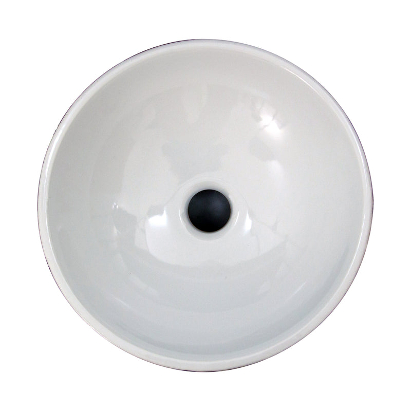 Nantucket Sinks RC7040GMS-W Drake vessel sink from above showing the glossy white interior and drain
