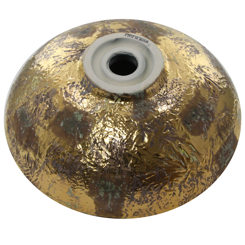 Nantucket Sinks RC7040GMS-W Drake vessel sink underside with the gold leaf finish and drain outlet