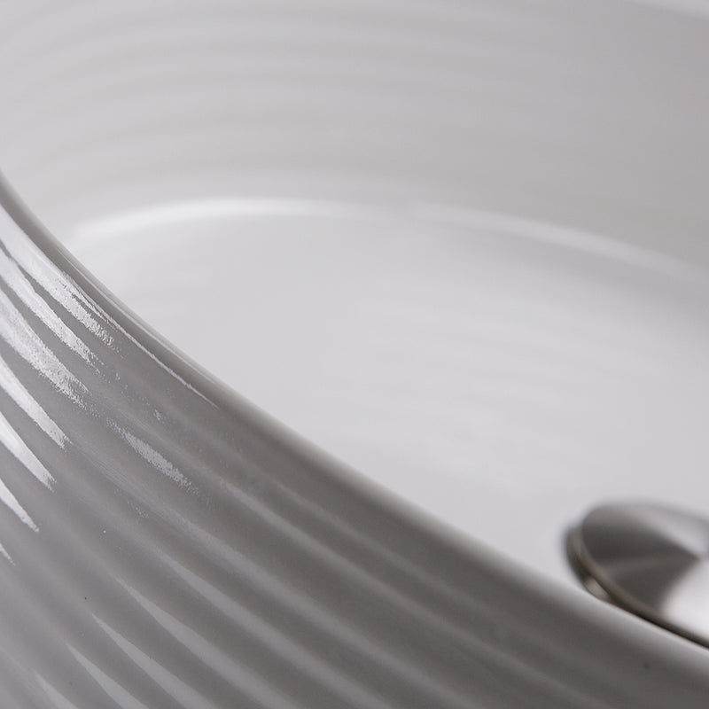 Nantucket Sinks RC7102WV close-up of the wheel-thrown ribs on the white glazed wall