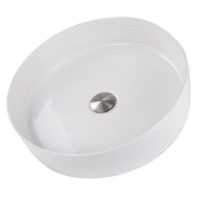 Nantucket Sinks RC7102WV Kiel white wheel-thrown round fireclay vessel bathroom sink, three-quarter view