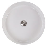 Nantucket Sinks RC7102WV Kiel vessel sink from above showing the white bowl and drain cap