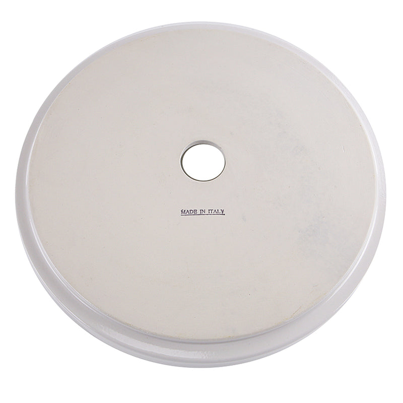 Nantucket Sinks RC7102WV Kiel vessel sink underside with drain hole and Made in Italy stamp