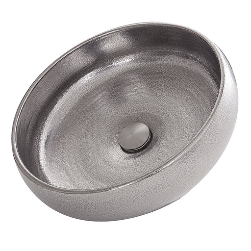 Nantucket Sinks RC72030P Monte Carlo platinum leaf round fireclay vessel bathroom sink, three-quarter view