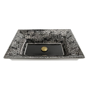 Nantucket Sinks RC73040PR Porto Cervo sink elevated front view of the patterned sloped sides