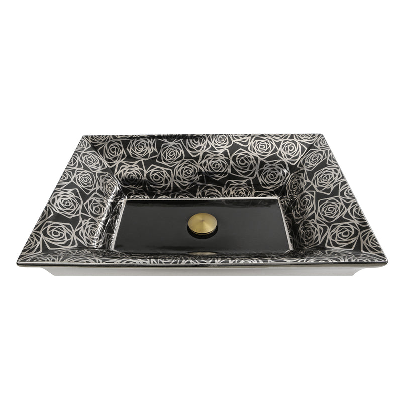 Nantucket Sinks RC73040PR Porto Cervo sink elevated front view of the patterned sloped sides