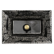 Nantucket Sinks RC73040PR Porto Cervo sink from above showing the platinum rose pattern and black basin