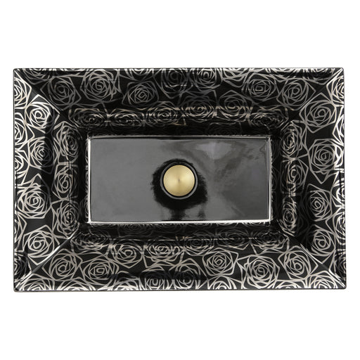 Nantucket Sinks RC73040PR Porto Cervo sink from above showing the platinum rose pattern and black basin