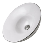 Nantucket Sinks RC77240P St. Malo round fireclay semi-recessed vessel sink, white bowl with platinum exterior