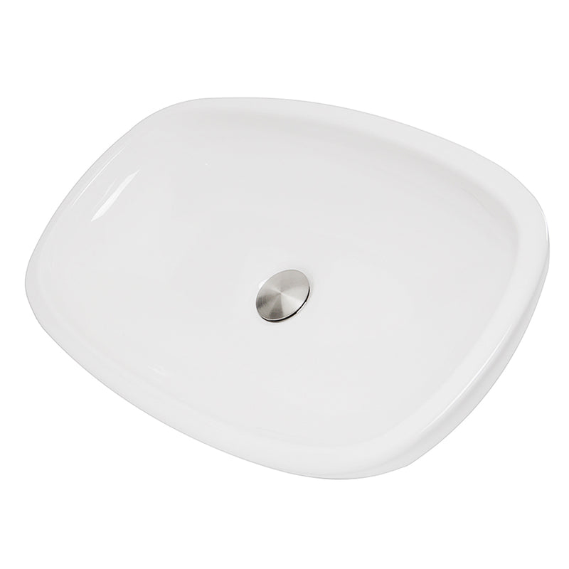 Nantucket Sinks RC79041W Portofino vessel sink three-quarter view from above with drain cap