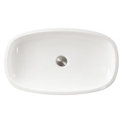 Nantucket Sinks RC79041W Portofino vessel sink from above showing the oblong basin and drain