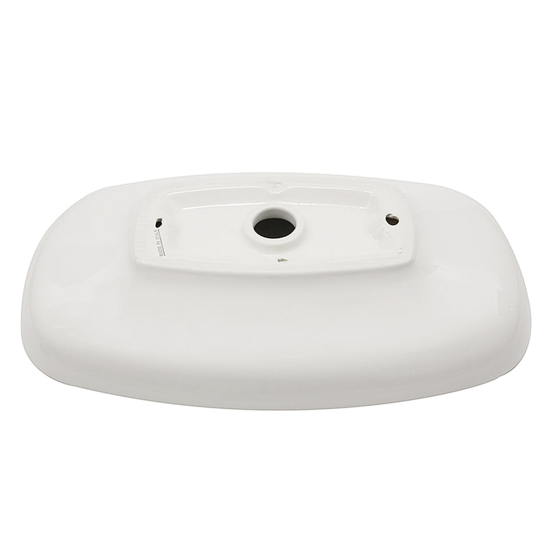 Nantucket Sinks RC79041W Portofino vessel sink underside with the mounting base and drain hole