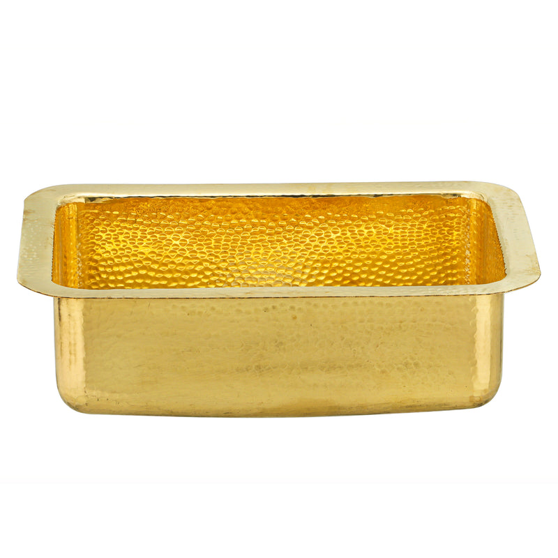 Nantucket Sinks REB2014 hammered brass bar sink front view showing the rim and basin depth