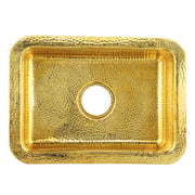 Nantucket Sinks REB2014 hammered brass bar sink from above showing the basin and drain hole