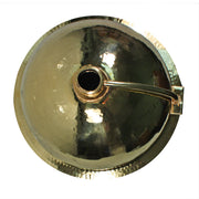 Nantucket Sinks ROB-OF underside of the round brass sink showing the overflow channel and drain outlet