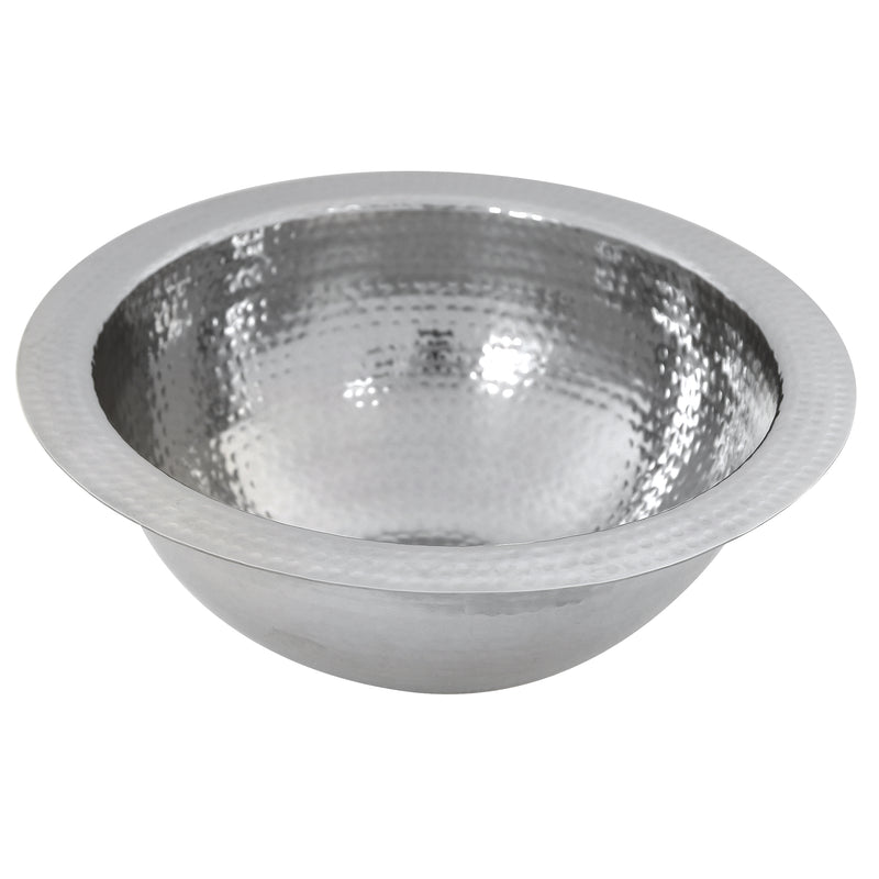 Nantucket Sinks ROS front view of the polished hammered round bowl