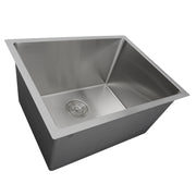 Nantucket Sinks SR2318-12-16 three-quarter view of the deep bowl and colander drain