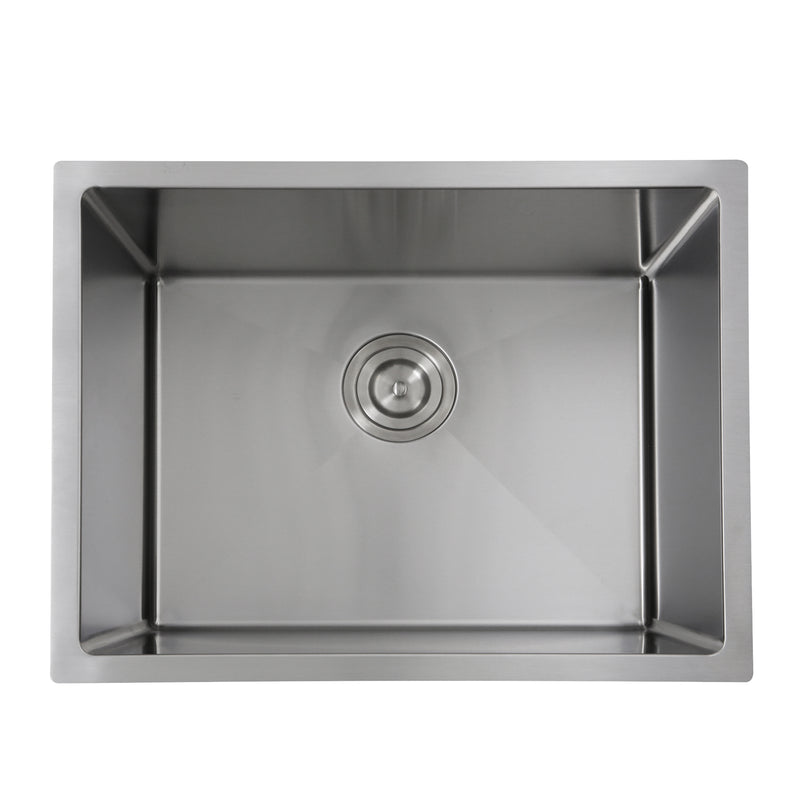 Nantucket Sinks SR2318-12-16 overhead view of the bowl and center colander drain