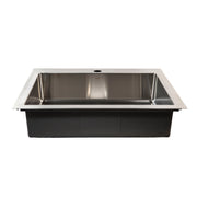 Nantucket Sinks SR2522-5.5-16 low front view showing the shallow ADA bowl depth
