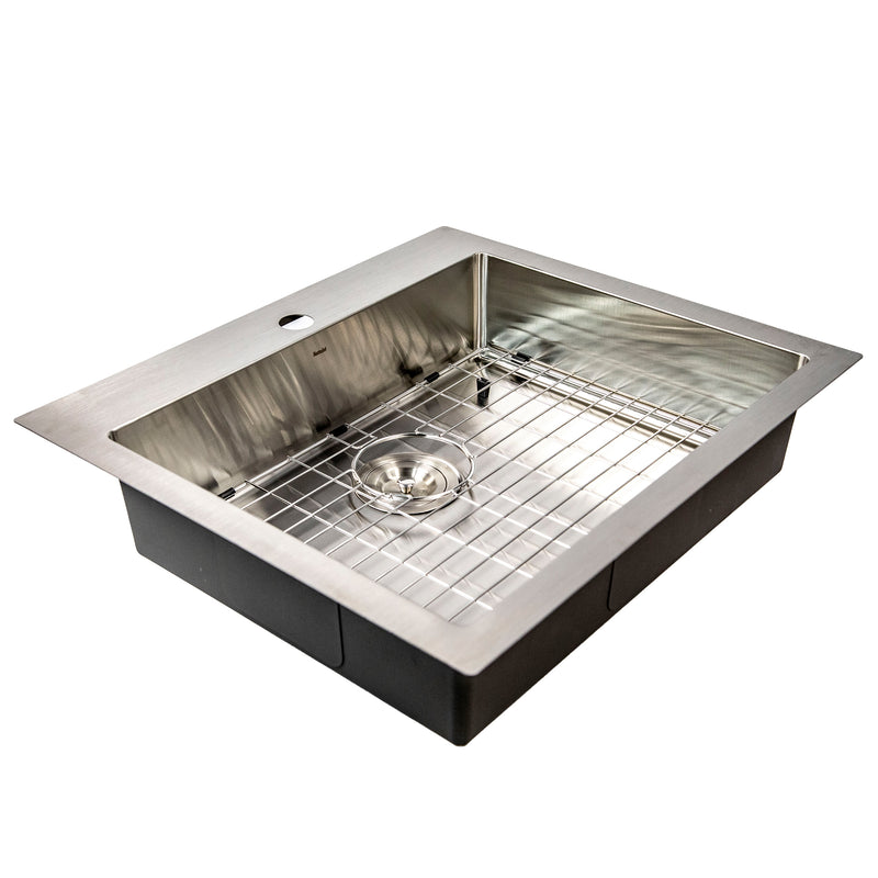 Nantucket Sinks SR2522-5.5-16 25" ADA 5.5" deep drop-in sink with grid, white background