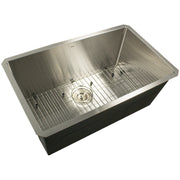 Nantucket Sinks SR3018-12-16 30" 12" deep undermount sink with bottom grid, white background