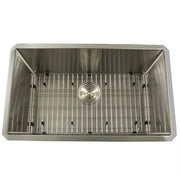 Nantucket Sinks SR3018-12-16 overhead view of the bottom grid and colander drain