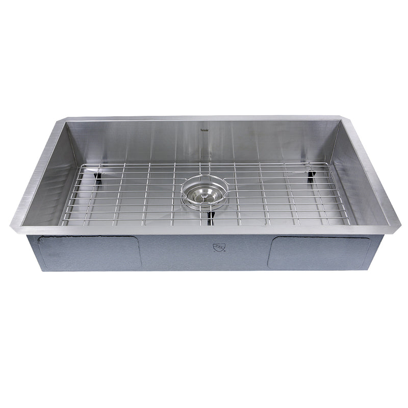 Nantucket Sinks SS-PRO-ZR3018-5.5 30" ADA 5.5" deep zero radius sink with grid, white background