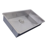 Nantucket Sinks SS-PRO-ZR3018-5.5 three-quarter view of the shallow bowl and colander drain