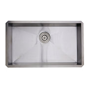 Nantucket Sinks SS-PRO-ZR3018-5.5 overhead view of the bowl and rear colander drain