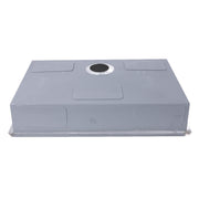 Nantucket Sinks SS-PRO-ZR3018-5.5 underside view of the padded shallow bowl and drain opening
