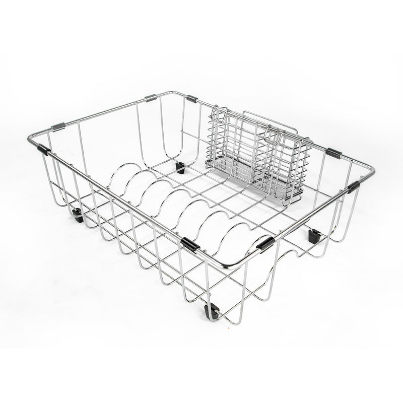 Nantucket Sinks STEPPE3918 stainless rinse and drying basket with utensil caddy