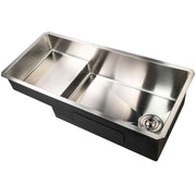 Nantucket Sinks STEPPE3918 opposite angle showing the raised shallow tier and side drain