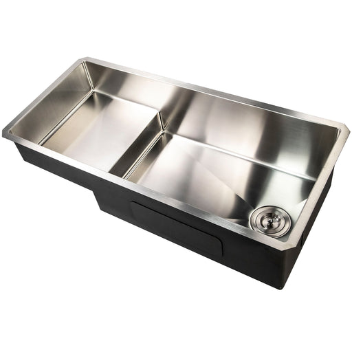 Nantucket Sinks STEPPE3918 opposite angle showing the raised shallow tier and side drain