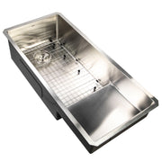 Nantucket Sinks STEPPE3918 39" two-tier Steppe sink with bottom grid, white background