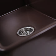 Nantucket Sinks T-FCFS30CB close-up of the Coffee Brown glaze around the basket strainer
