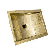Nantucket Sinks TRB-OF hammered brass trough sink angled from the corner