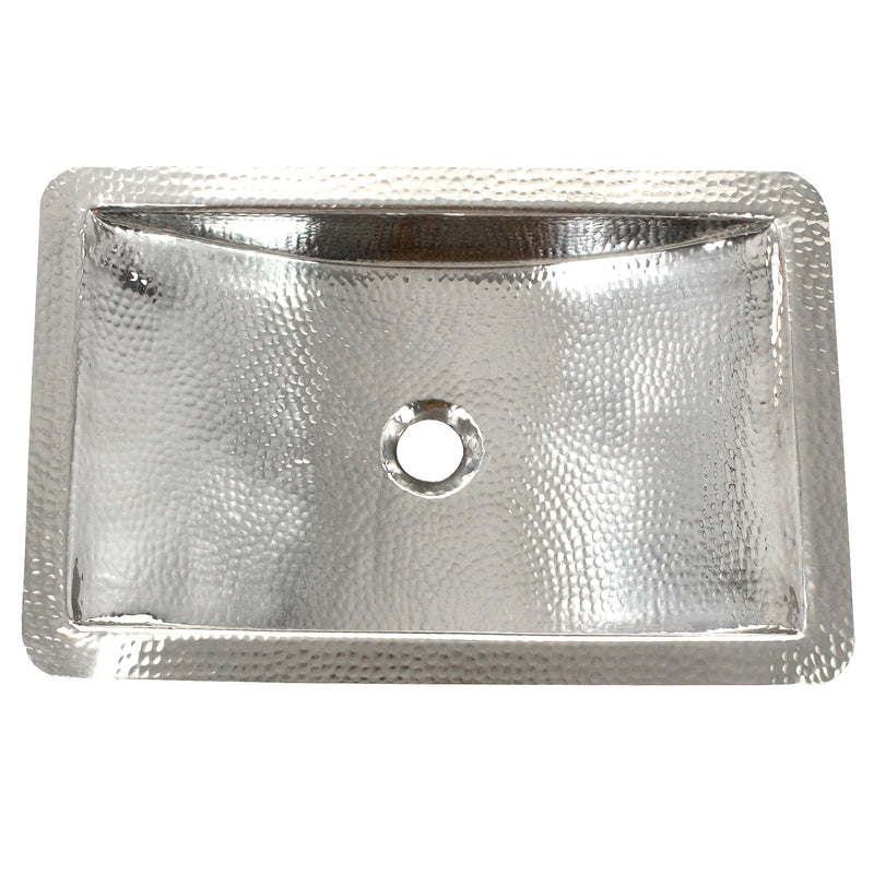 Nantucket Sinks TRS overhead view of the polished hammered trough and drain
