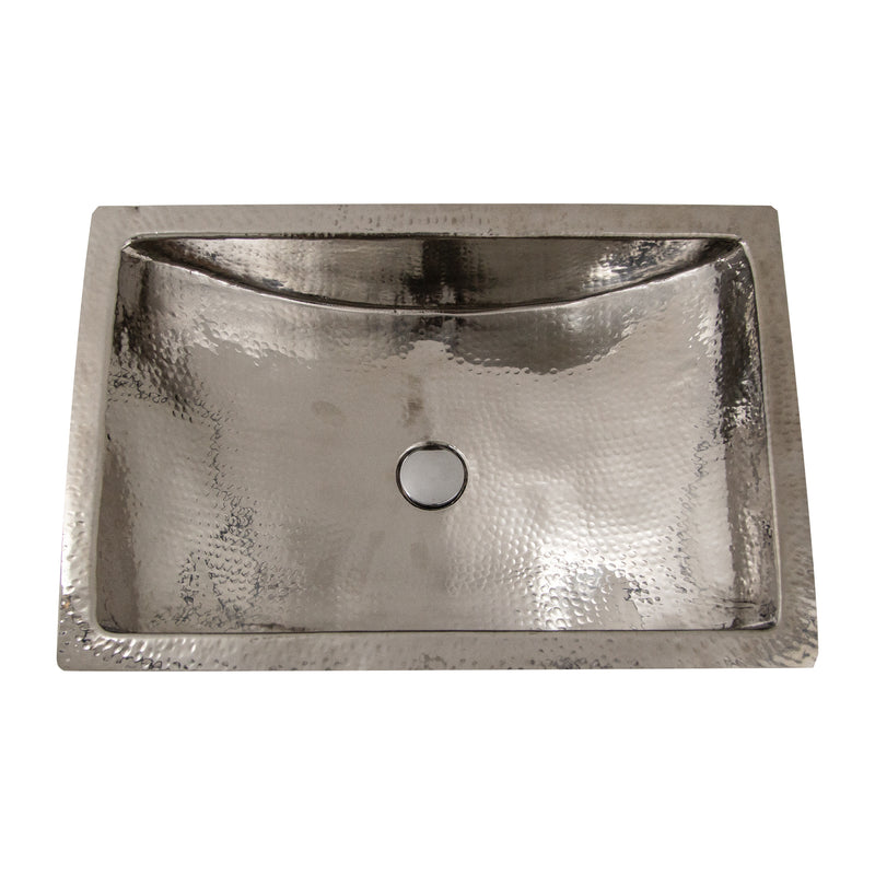 Nantucket Sinks TRS2416 overhead view of the hammered trough and drain