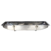 Nantucket Sinks TRS48-OF hammered stainless trough sink side profile showing the two overflow tubes