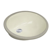 Nantucket Sinks UM-15x12-B bisque oval vitreous china undermount bathroom sink, three-quarter view, white background