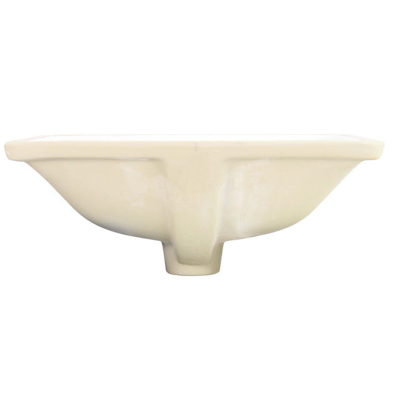Nantucket Sinks UM-16x11-B side profile of the bisque rectangular undermount bowl and overflow channel