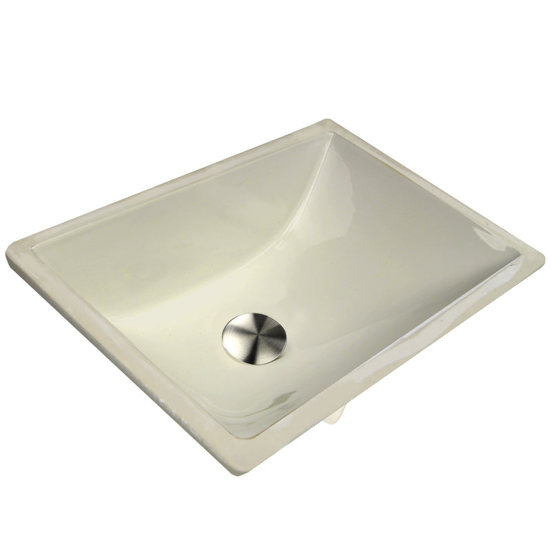 Nantucket Sinks UM-16x11-B bisque rectangular vitreous china undermount bathroom sink, three-quarter view, white background