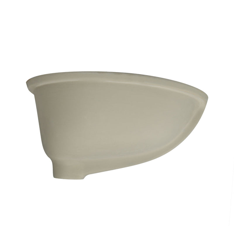 Nantucket Sinks UM-17x14-W-K side profile of the oval undermount bowl showing the unglazed exterior