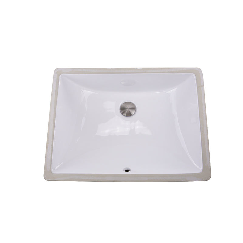 Nantucket Sinks UM-18x13-W white rectangular undermount sink from above with drain and overflow