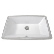 Nantucket Sinks UM-19x11-W white rectangular undermount sink front view with brushed drain