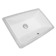 Nantucket Sinks UM-19x11-W white rectangular vitreous china undermount bathroom sink, three-quarter view, white background